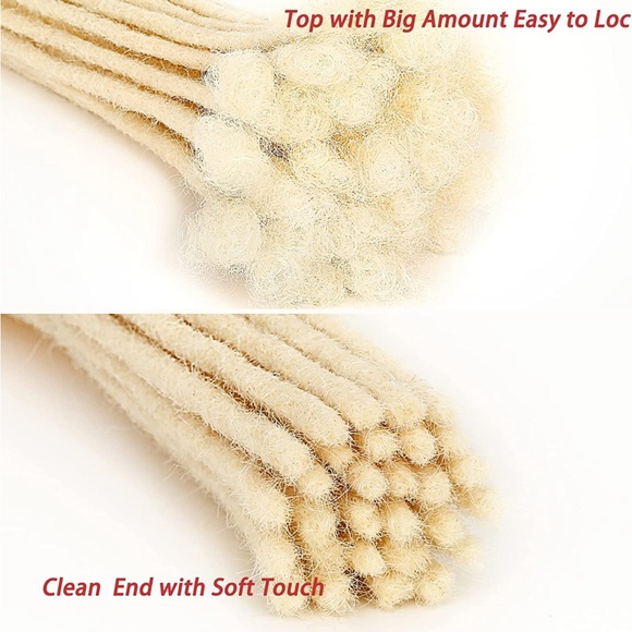 12in Human Hair Dreadlocks Extensions 0.4 CM 30 Stands Blonde Locs Extensions - Picture 7 of 7